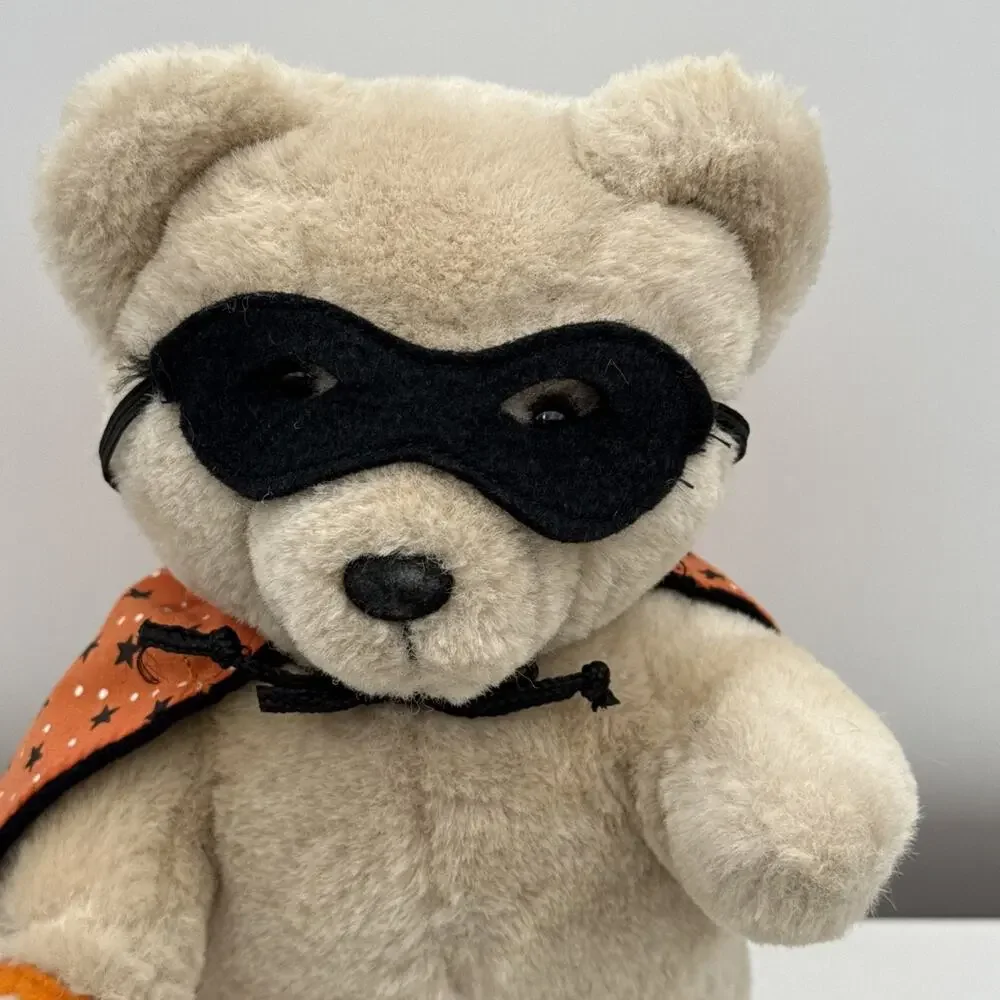 Dakin Halloween Bear Plush Trick or Treat Teddy 1984‎ Pumpkin Cape Mask 10